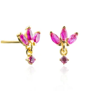 Pendientes Flor Circonita Fucsia