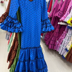 Traje Flamenca Córdoba Azul con Lunar Negro T.36