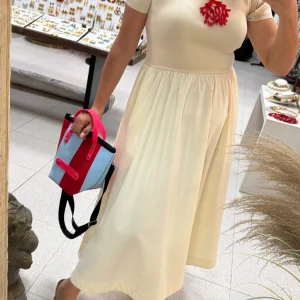 Vestido Beig Mixto Punto y Algodón