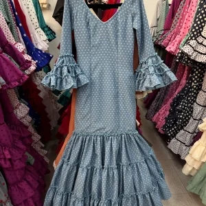 Traje de Flamenca Córdoba Azul con lunares T.38
