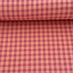 Tejido Vichy Sersuker Rosa/Salmón