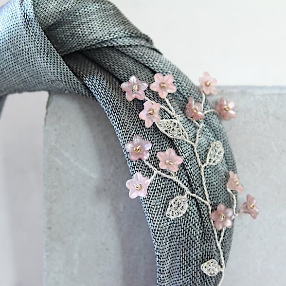 TURBANTE GRIS CHERRY BLOSSOM - Imagen 6