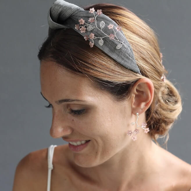TURBANTE GRIS CHERRY BLOSSOM - Imagen 4