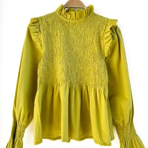 Blusa de manga larga con fruncido y volantes