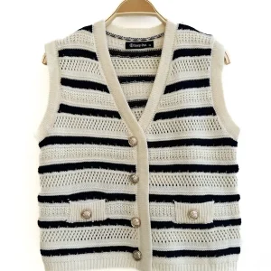 Chaleco a rayas azul y beige