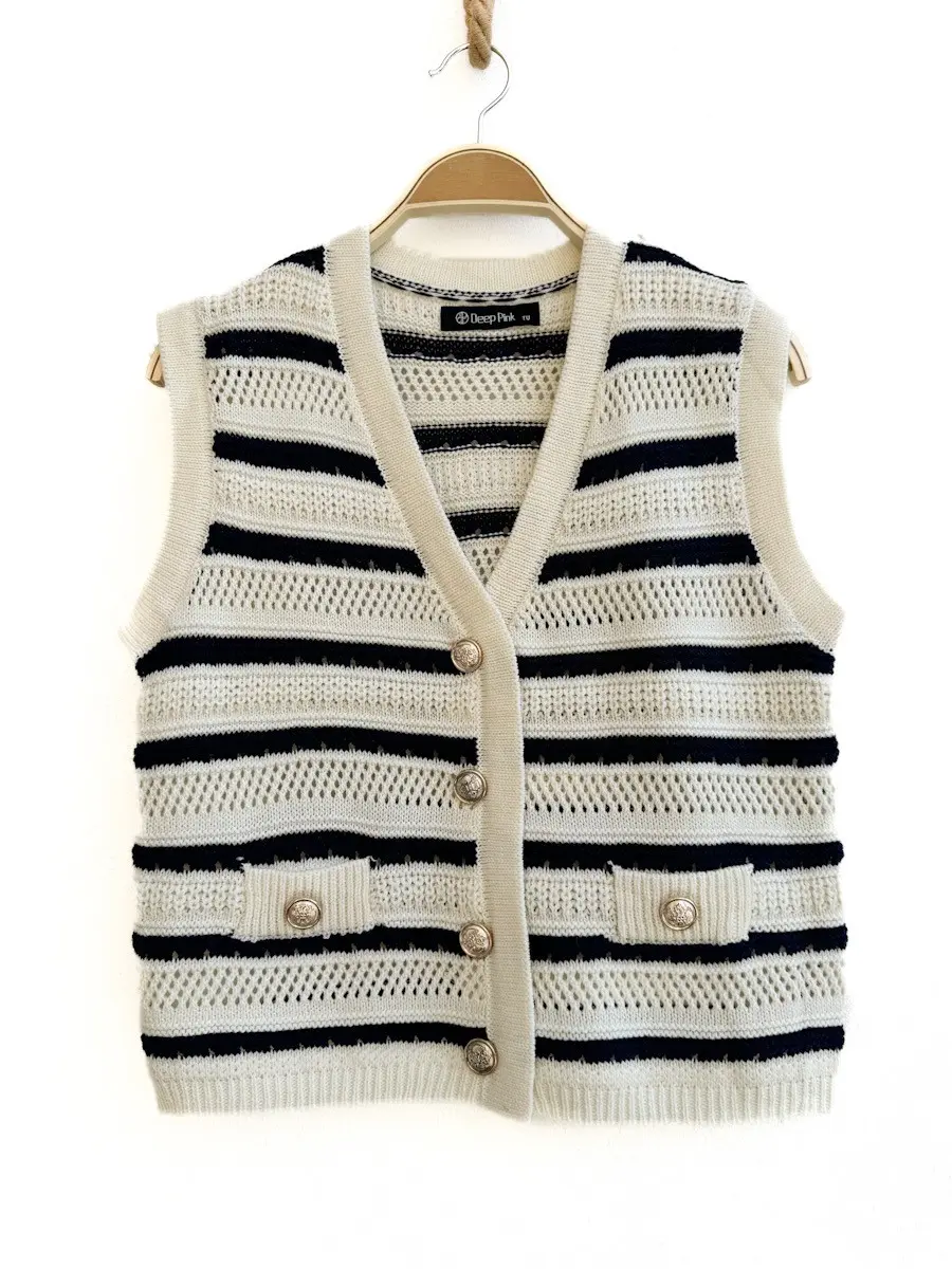 Chaleco a rayas azul y beige - Imagen 2