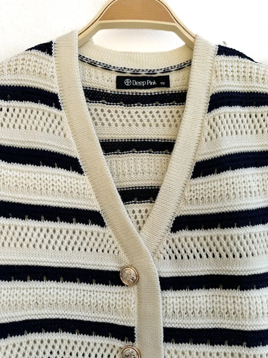 Chaleco a rayas azul y beige - Imagen 3