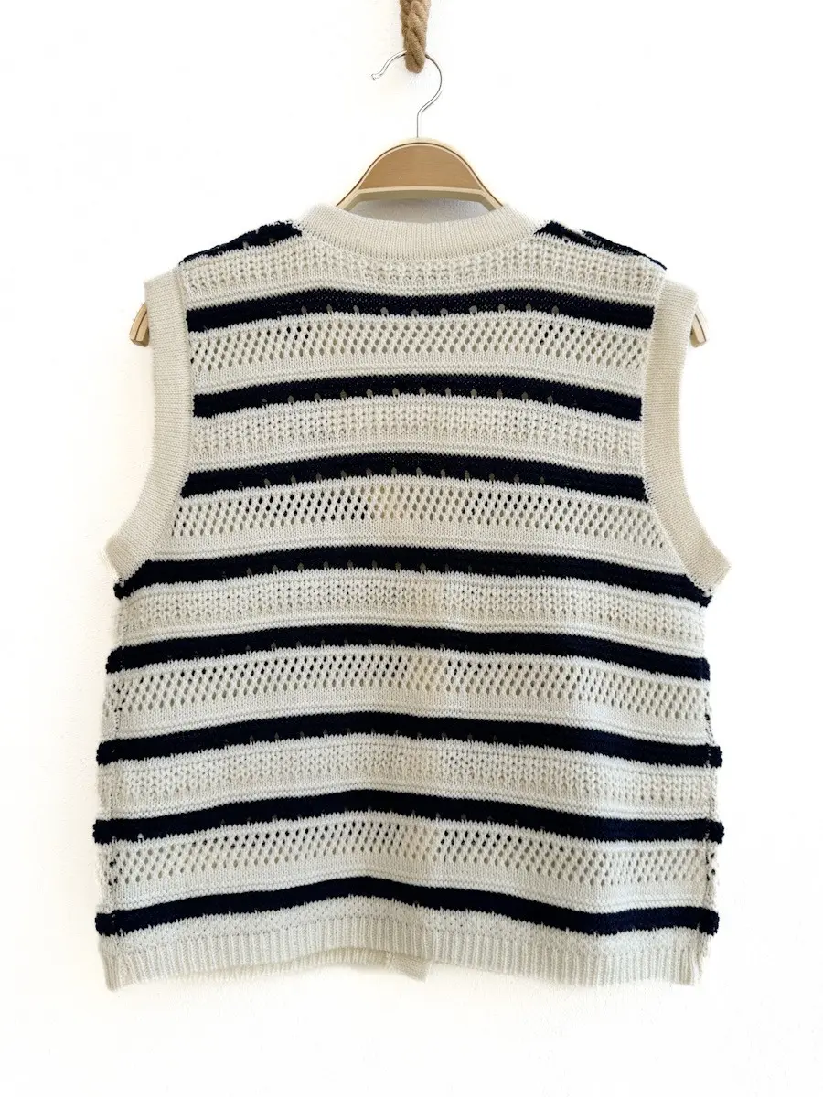 Chaleco a rayas azul y beige - Imagen 6