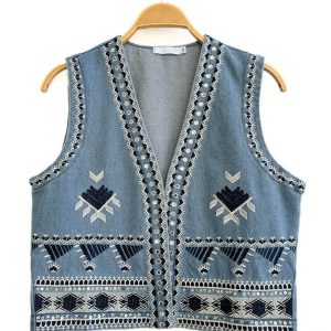 Chaleco Denim con Bordado Artesanal