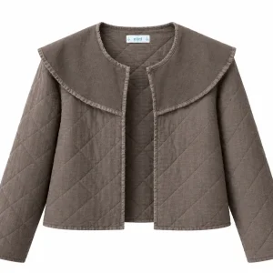 Chaqueta Acolchada con Cuello Tipo Capa y Corte Corto