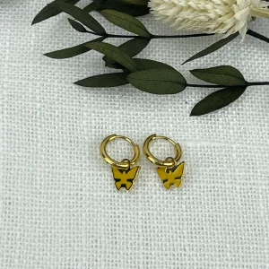 Pendientes Mini Aros Mariposa Amarillo