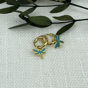 Pendientes Mini Aros Libélula Azul