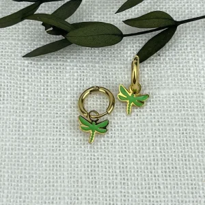 Pendientes Mini Aros Libélula Verde