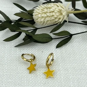 Pendientes Mini Aros Estrella Amarillos