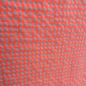 Tejido Vichy Sersuker Naranja Flúor