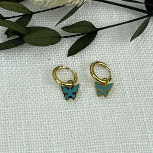 Pendientes Mini Aros Mariposa Azul
