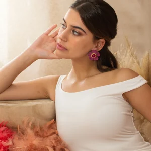 Pendientes Flor Buganvilla-Fucsia