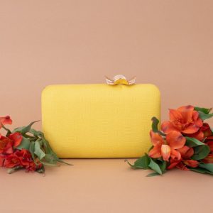 Clutch Flor Amarillo Mostaza