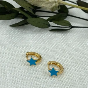 Pendientes Mini Aros Estrella Turquesa