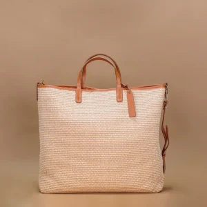 Tote Bag Rafia & Piel Camel