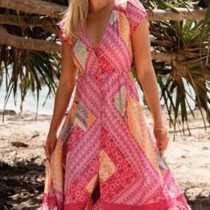 Vestido Viva Bonita Print Carmen Maxi