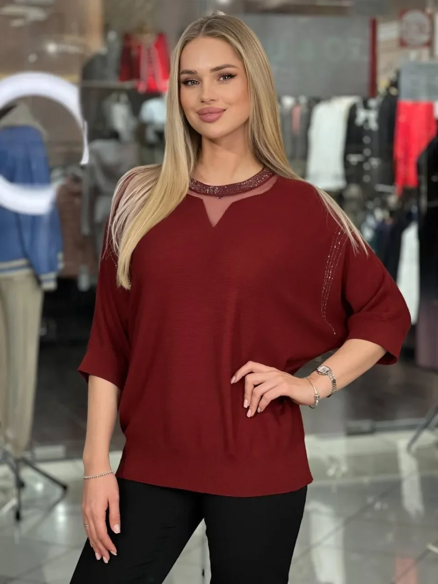 Camisa corta con decoración de pedrería - Imagen 5