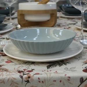 Set Plato Hondo Línea Azul Celeste