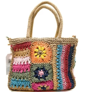 Bolsos Paja Con Flores Referencia MGWF608