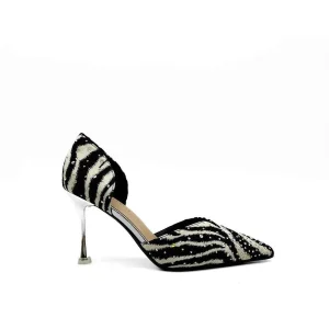 Stiletto Color Cebra con Brillos, Referencia 588361