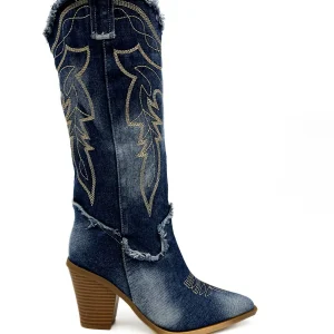 Bota Cowboy Jeans Bordados