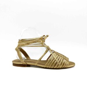 Sandalias Plana Cangrejeras Metalizadas de Mujer