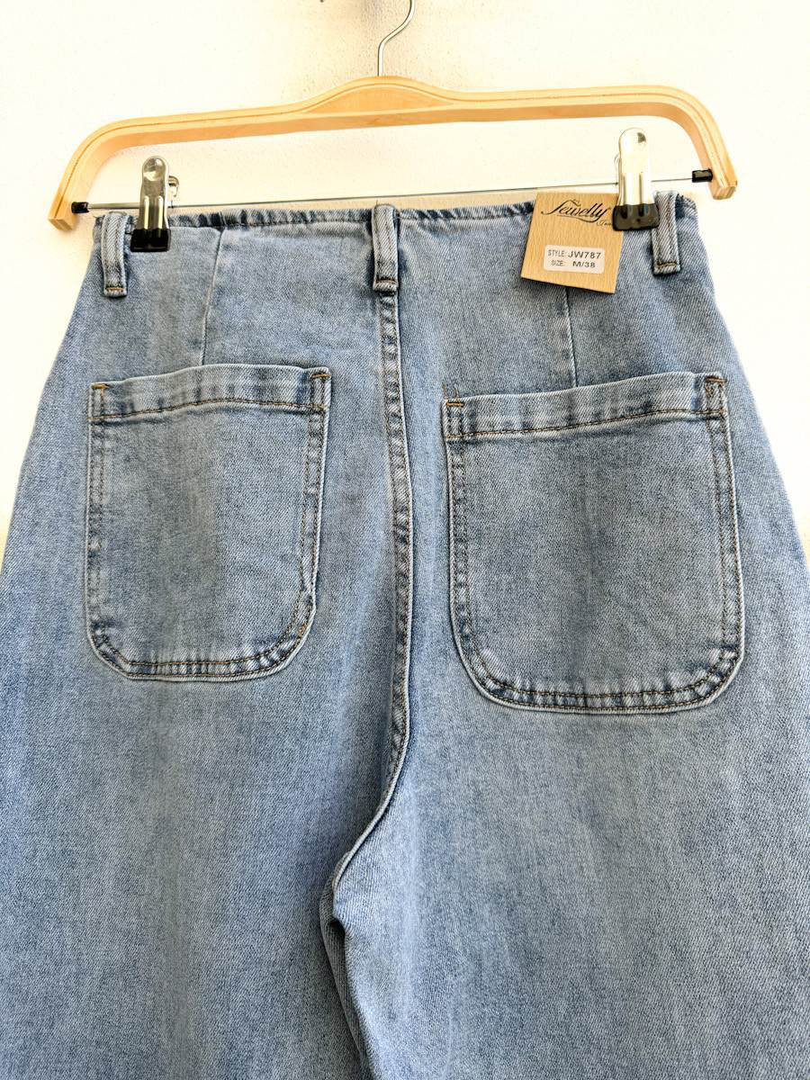 Jeans Rectos de Tiro Alto en Denim Azul - Imagen 6