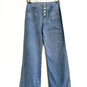Jeans Rectos de Tiro Alto con Botones Frontales
